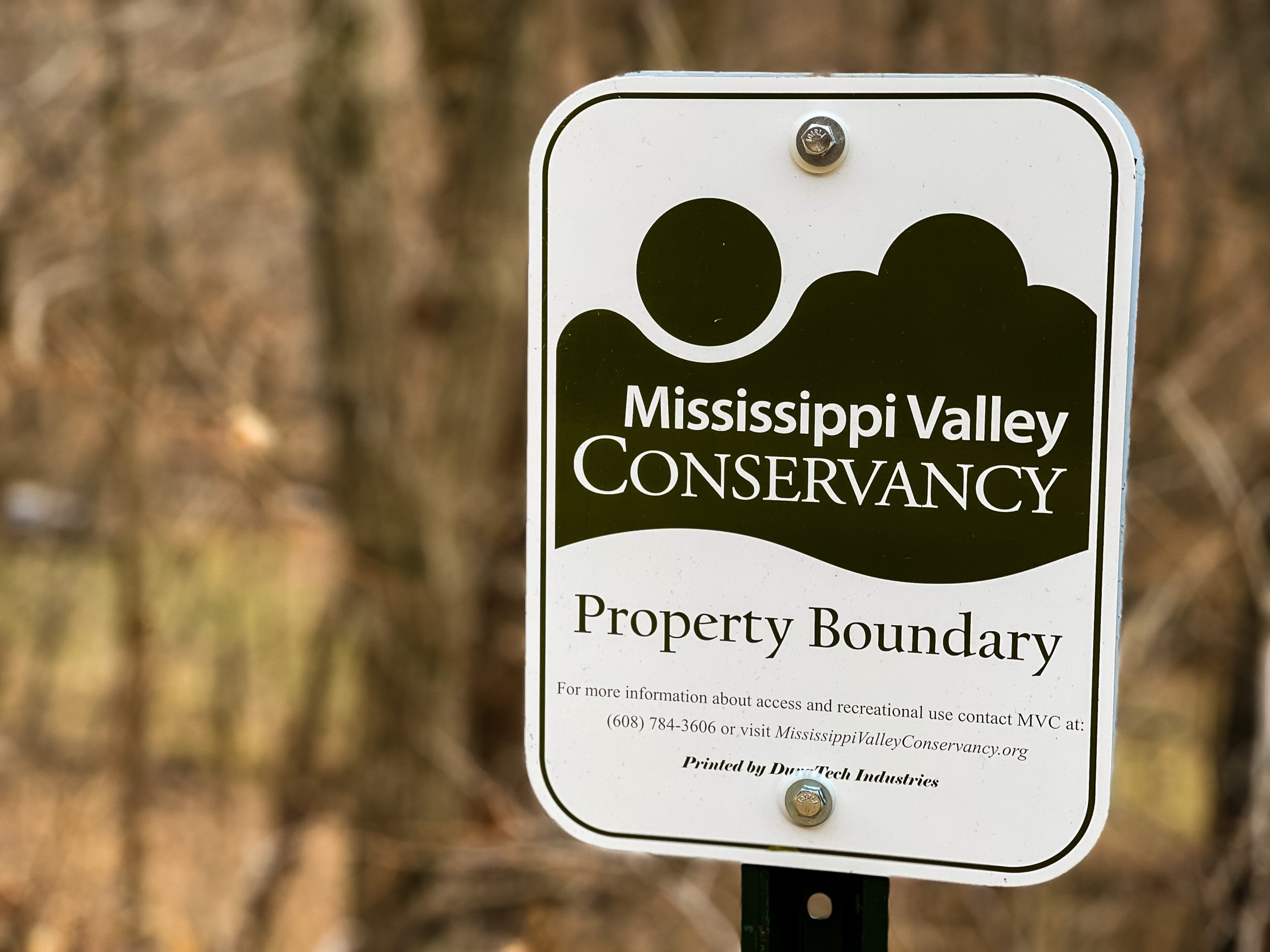 MVC Property Boundary Sign at Sugar Creek Bluff