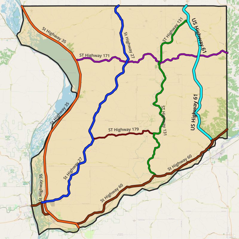 Map of Crawford County Major Highways